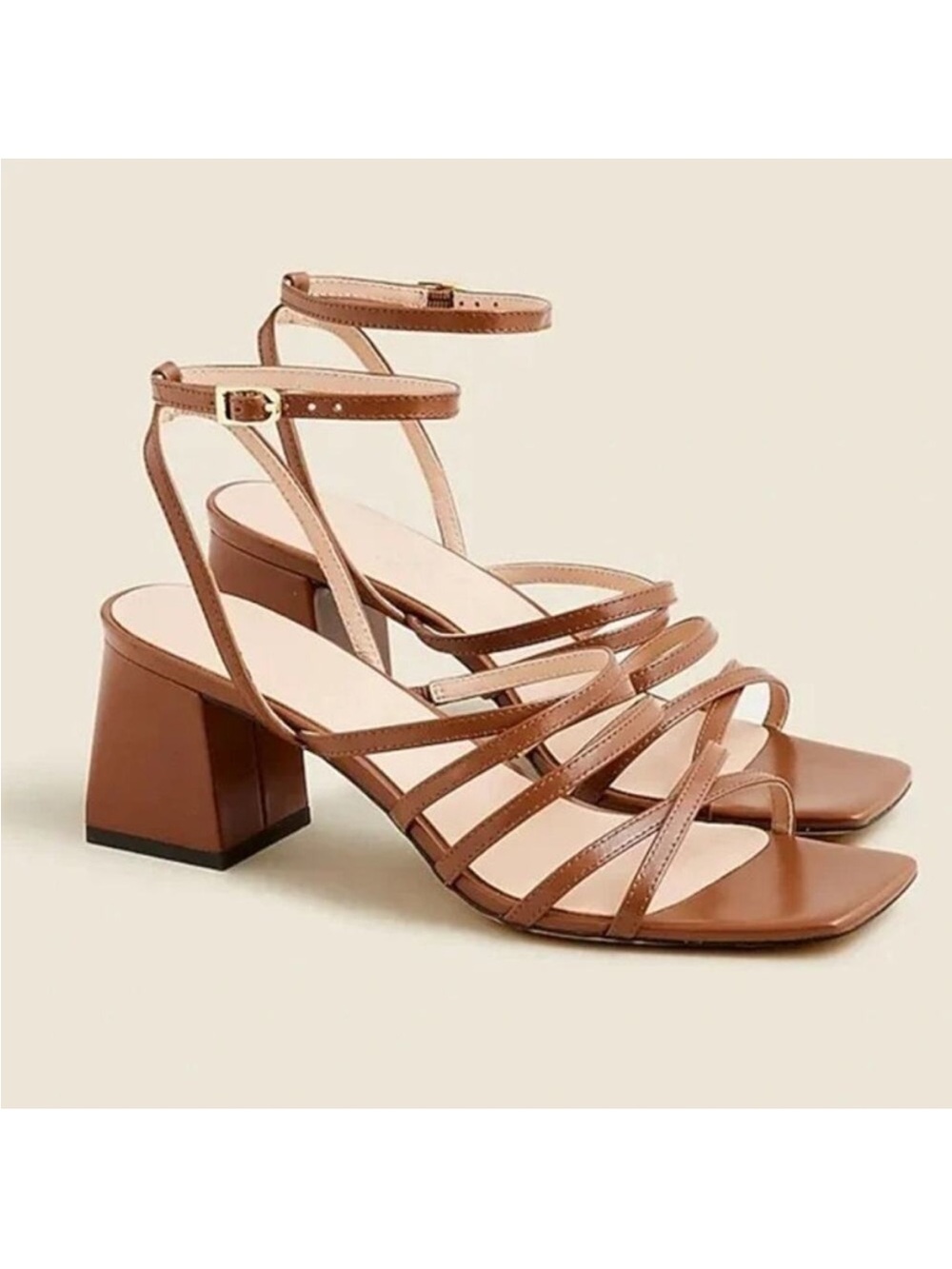 JCrew Women’s Strappy Block Heel Sandals — Brown